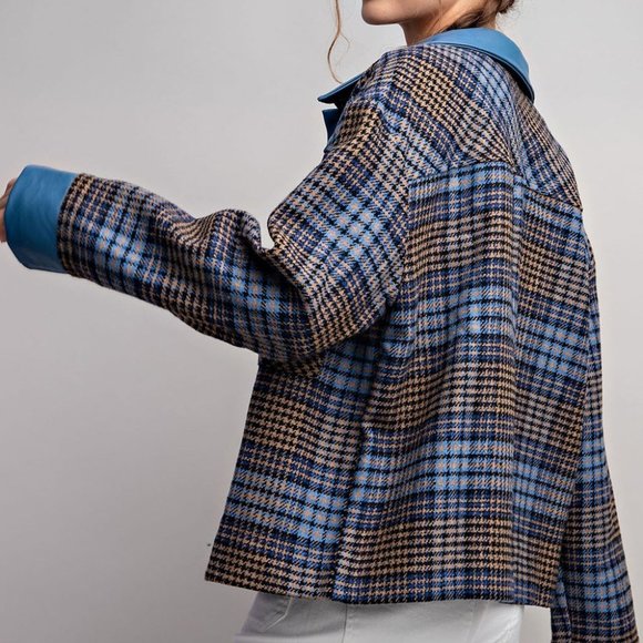 Last 1!  NWT Faux Leather Plaid Jacket - Picture 9 of 11